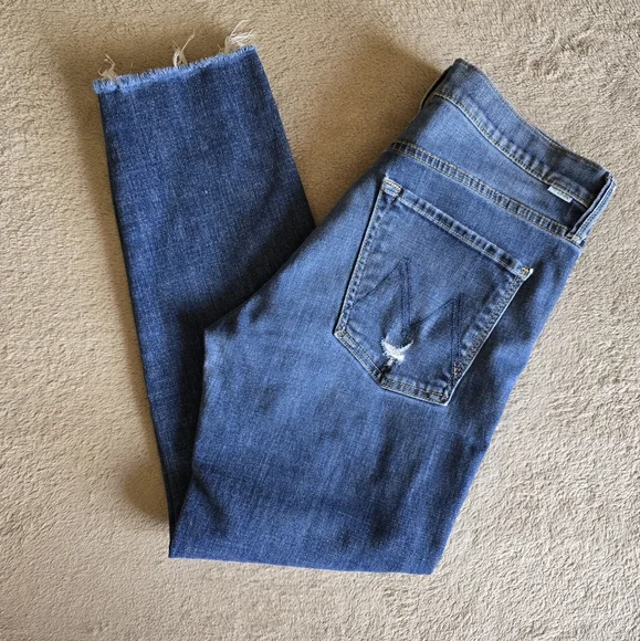 MOTHER Blue Cropped Jeans - Picture 2 of 16
